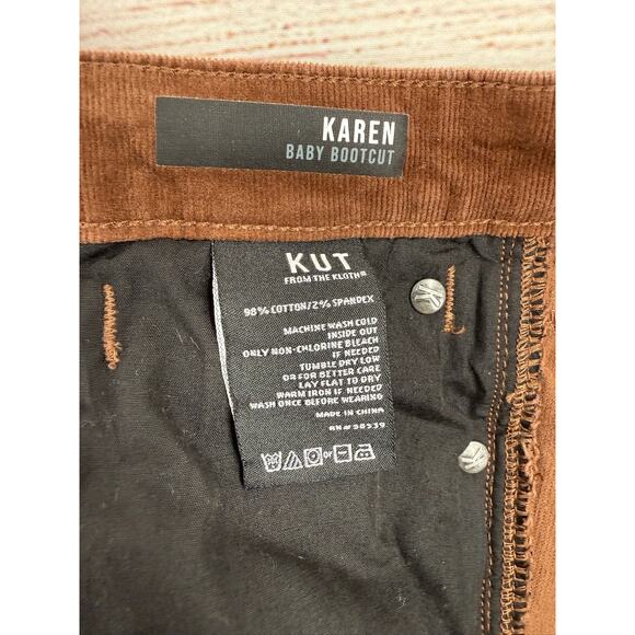 Kut from the Kloth Karen Baby Bootcut Corduroy Jeans Womens 12 Brown - Picture 4 of 9